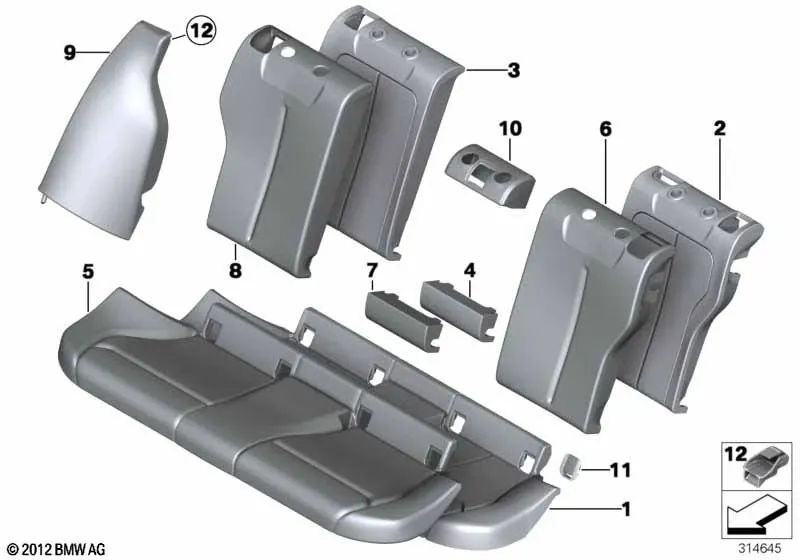 Funda de Asiento Tela/Alcántara para BMW F20, F20N (OEM 52208055004). Original BMW