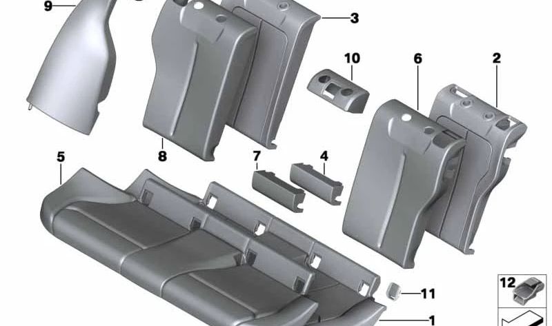 Cojín de asiento OEM 52207243609 para BMW Serie 1 (F20, F21). Original BMW.