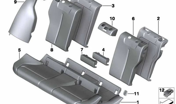 Funda de asiento de cuero OEM 52207292613 para BMW Serie 1 F20, F21. Original BMW