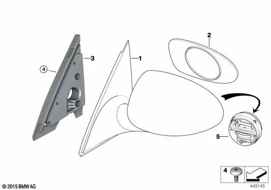 Retrovisor exterior eléctrico calefactado L, imprimado para BMW E39 (OEM 51162694893). Original BMW.