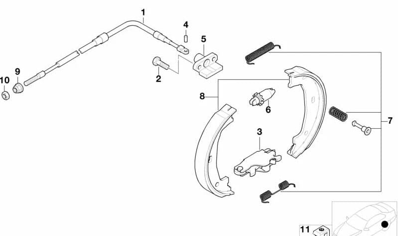 Cable para el freno de mano para BMW E36 (OEM 34401166053). Original BMW.