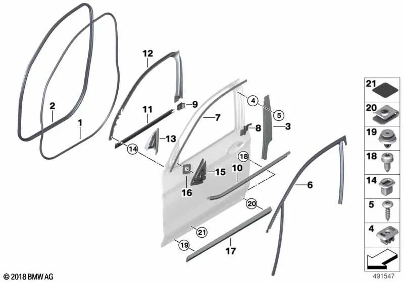 Window guide for front left door moulding for BMW X4 F98, G02 (OEM 51337416495). Original BMW