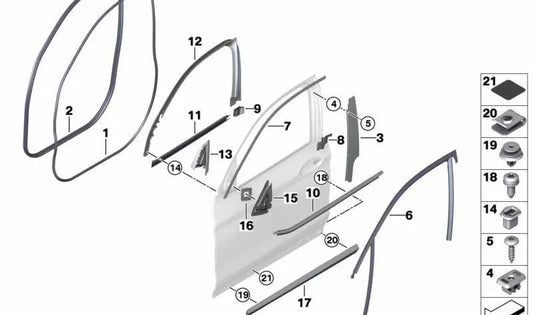 Pilar B molding Right front door OEM 51337416490 for BMW G02, F98. Original BMW.