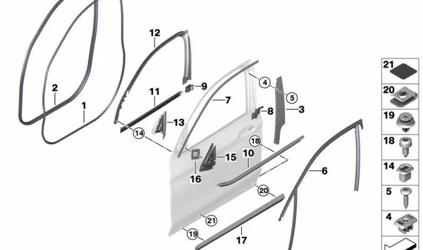 Guía de ventana OEM 51337416496 para BMW G02, F98. Original BMW