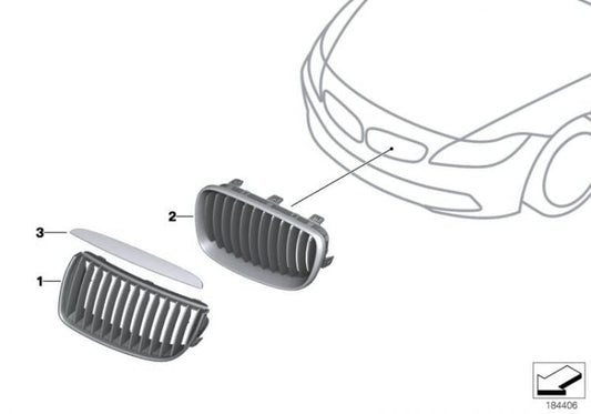 Rejilla Riñonera Con Marco Cromado Para Bmw E8X. Original Recambios