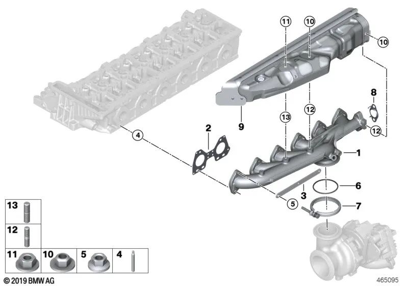 Exhaust Manifold Heat Shield Plate for BMW G20, G21, G30, G31, G32, G12, G11, G01, G02, G05, G06, G07 (OEM 11628570153). Original BMW