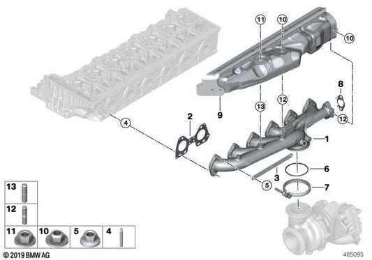 Abgaskrümmer-Wärmeschutzplatte für BMW G20, G21, G30, G31, G32, G12, G11, G01, G02, G05, G06, G07 (OEM 11628570153). Original BMW