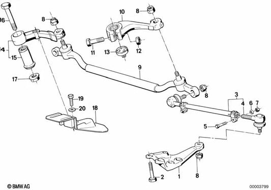 Barra de dirección central para BMW Serie 5 E34 (OEM 32211138865). Original BMW.