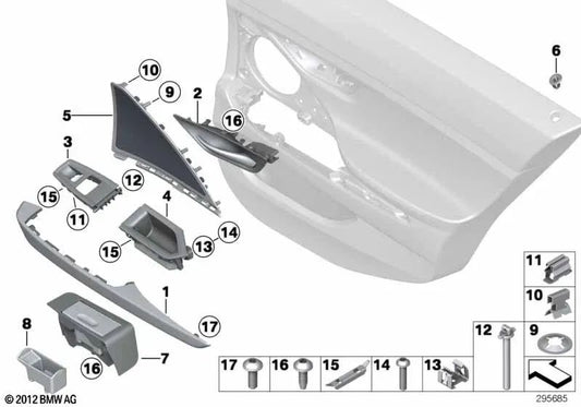 Right window lifter housing for BMW 6 Series F06, F06N (OEM 51417292312). Original BMW.