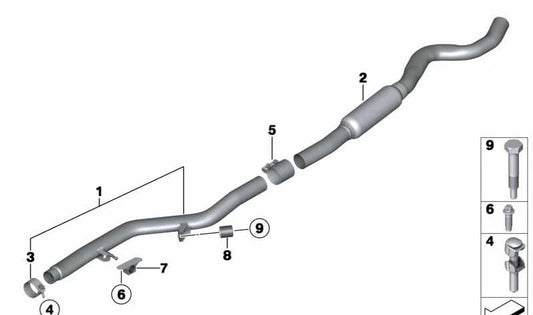 Tubo frontale per BMW F30, F31, F32, F33, F36 (OEM 18307633124). BMW originale