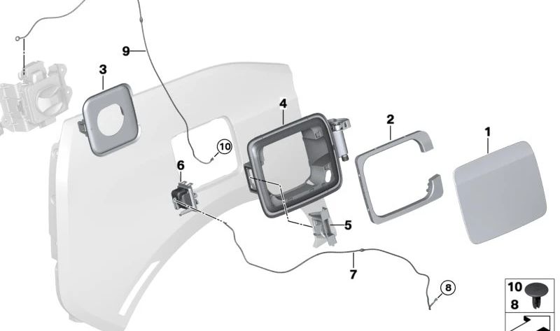 Cavo di sblocco di emergenza OEM 51179852908 per BMW I3 (I01). BMW originale.