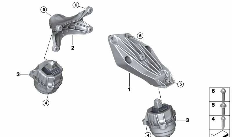 Soporte motor izquierdo OEM 22116860457 para BMW G20, G21, G26, F90, G30, G31, G11, G12, F91, F92, F93, G14, G15, G16, F97, F98, G05, G06, G07. Original BMW