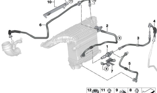 Tubo de ventilación del depósito OEM 13908091689 para BMW G87, G80, G81, G82, G83. Original BMW