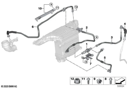 Línea de ventilación del tanque para BMW G87, G80, G81, G82, G83 (OEM 13908091690). Original BMW.