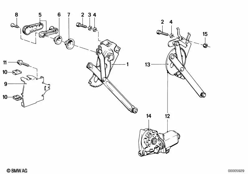 Elevalunas eléctrico trasero derecho para BMW Serie 5 E12, E28 (OEM 51351846568). Original BMW