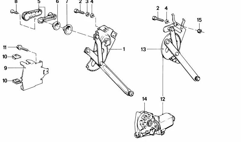 Motor plano derecho para BMW E12, E28, E23 (OEM 51351375398). Original BMW