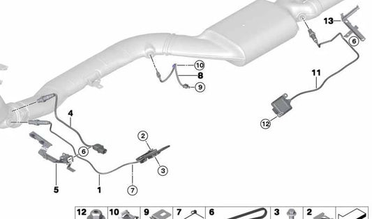 OEM exhaust gas temperature sensor 13628582191 for BMW F15. Original BMW.