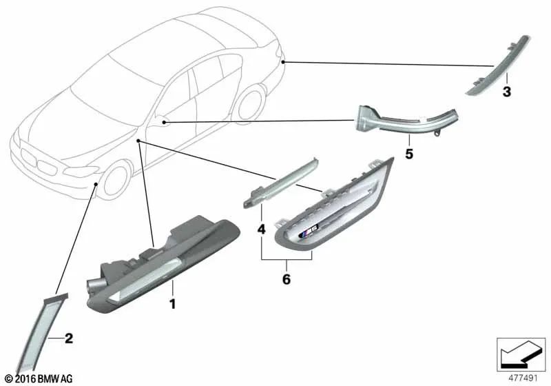 Rear right reflector for BMW F11, F11N (OEM 63147210796). Original BMW