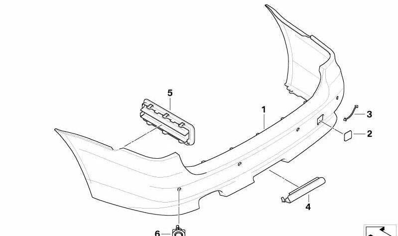 Aparato del parachoques imprimado trasero para BMW Serie 5 E61N (OEM 51127184750). Original BMW