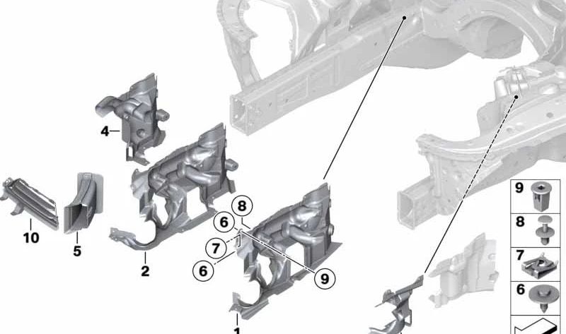 Cubierta de la dirección trasera izquierda para BMW Serie 5 F07, F10, F11, F18N, Serie 6 F06, F12, F13, Serie 7 F01N, F02N, F04 (OEM 51757228687). Original BMW