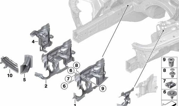 Rejilla derecha del enfriador de aceite del motor OEM 51117362698 para BMW F06, F12, F13. Original BMW.