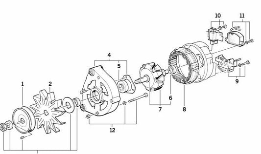 Juego de piezas de montaje OEM 12312240918 para BMW E30, E28, E34. Original BMW.