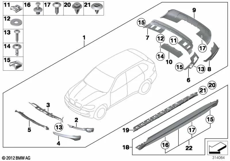 Cubierta para dispositivo de remolque para BMW X5 E70 (OEM 51120413821). Original BMW