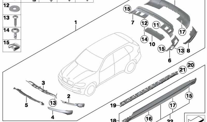 Carcasa delantera derecha para BMW E70 (OEM 51110413817). Original BMW.