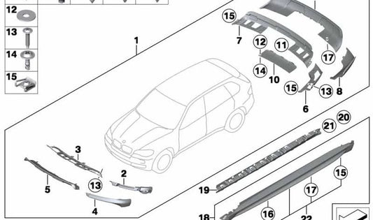 Carcasa delantera derecha para BMW E70 (OEM 51110413817). Original BMW.