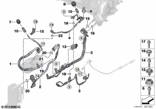 Halterung für das Ansaugrohr der Klimaanlage für den BMW 3er F30N (OEM 64539380177). Original BMW.