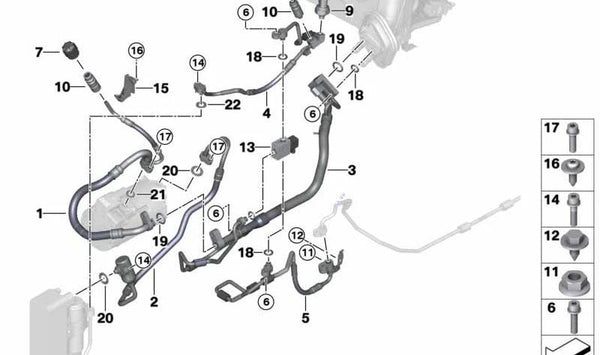 Tubería de succión para BMW F30N (OEM 64539368331). Original BMW