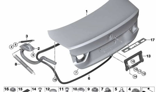 Resorte del Portón Trasero para BMW Serie 4 F82, F82N (OEM 51248061661). Original BMW.