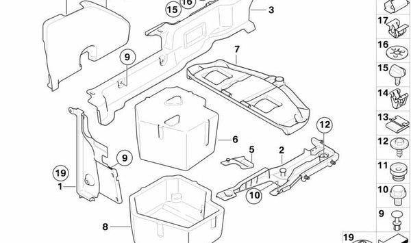 Revestimiento lateral derecho del maletero OEM 51476960794 para BMW Serie 3 Cabrio (E93). Original BMW.