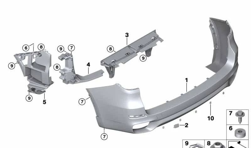 Soporte Parachoques Esquina Trasera Derecha para BMW X5 F15 (OEM 51128054020). Original BMW