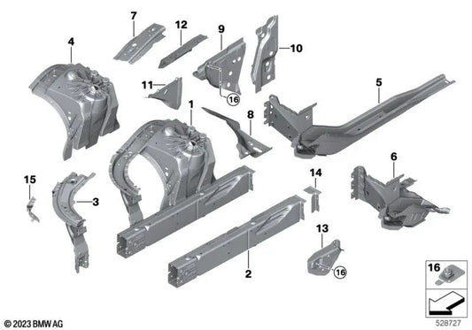 Amortiguador izquierdo para BMW F90, F90N, G30, G30N, G31, G31N, G60, Serie 5 F91, F92, F93, G14, G15, G16, Serie 8 (OEM 41007329873). Original BMW