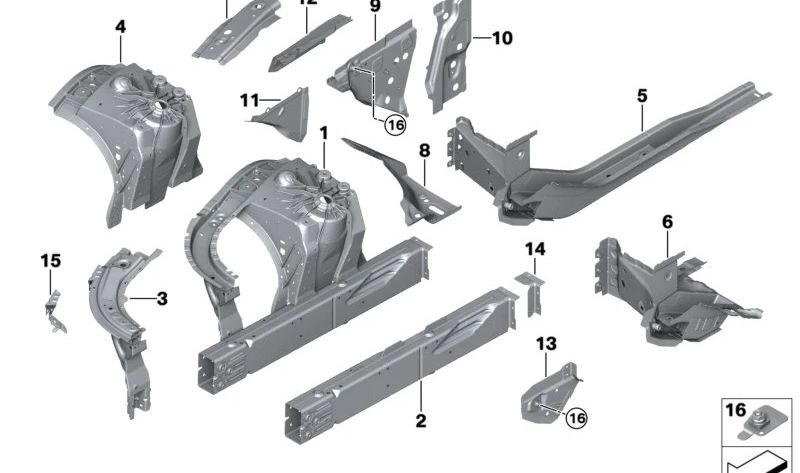 Prise en charge avant gauche de la roue Pass OEM 4100744669 pour BMW F90, G30, G31, G38, G60, G61, G68, G90, F91, F92, F93, G14, G15, G16. BMW d'origine.