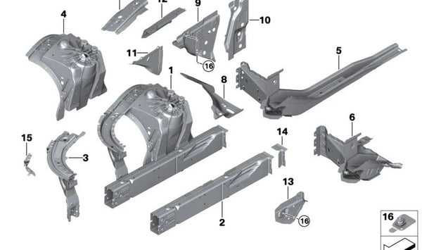 Cubierta de paso de rueda trasera derecha para BMW Serie 5 F90, G30, G31, G38, G60, G61, Serie 6 G32, Serie 7 G11, Serie 8 F91, G14 (OEM 41007412964). Original BMW