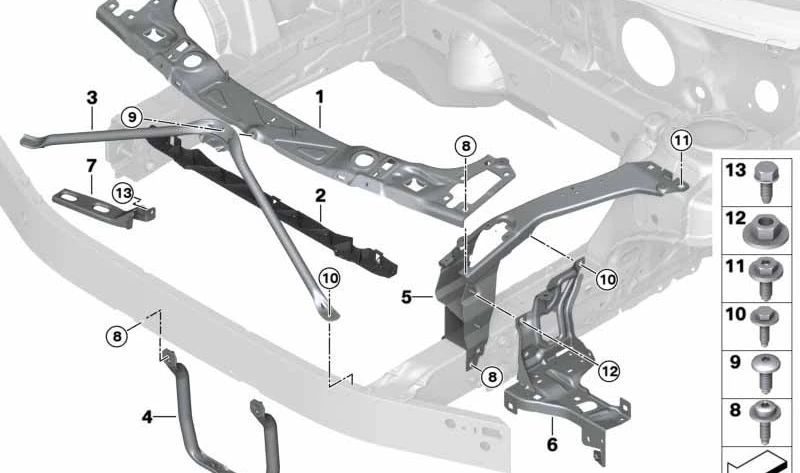 Left Headlight Arm Bracket for BMW X1 F48N, X2 F39 (OEM 51649463153). Original BMW