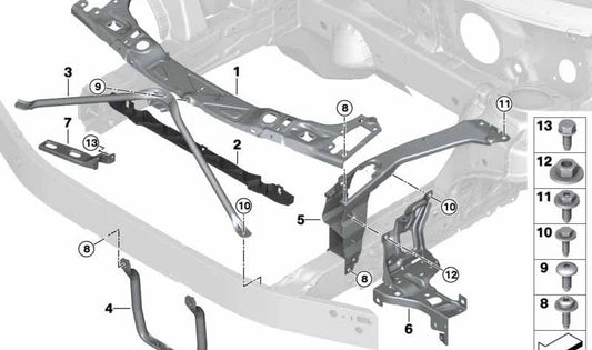 Linke Scheinwerferarmhalterung für BMW X1 F48N, X2 F39 (OEM 51649463153). Original BMW