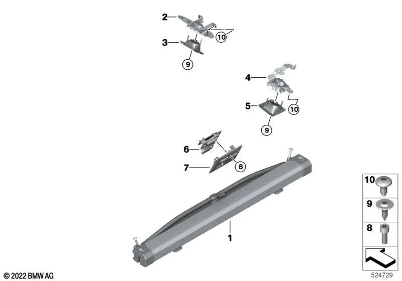 Tapa para soporte de red separadora delantero derecho para BMW G21, G21N, G81 (OEM 51479496210). Original BMW.