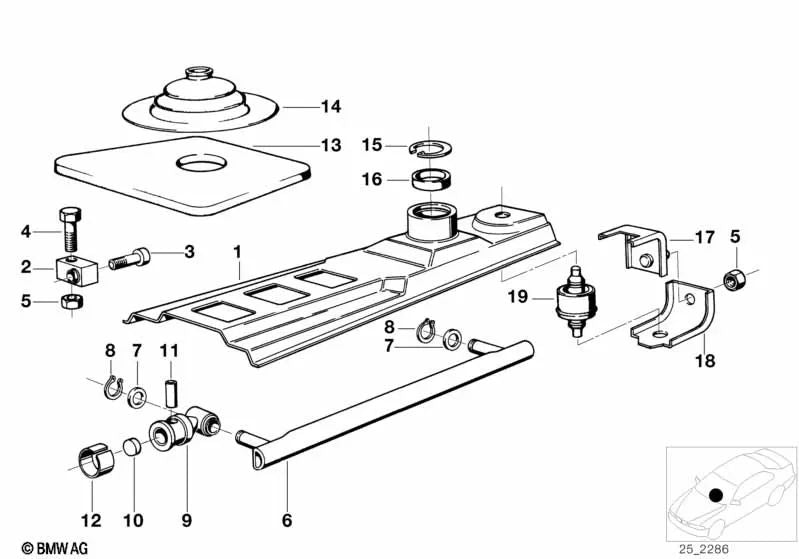 Schaltbush recta para BMW Serie 3 E21, E30, Serie 7 E23 (OEM 25111220322). Original BMW