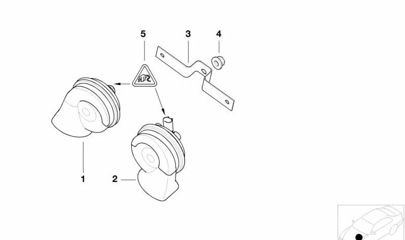 Claxon Alto OEM 61337159420 para BMW E90, E91, E92, E93, E84, E53. Original BMW.