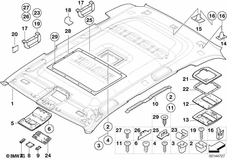 Parte superior del marco para BMW X5 E53 (OEM 51448257999). Original BMW