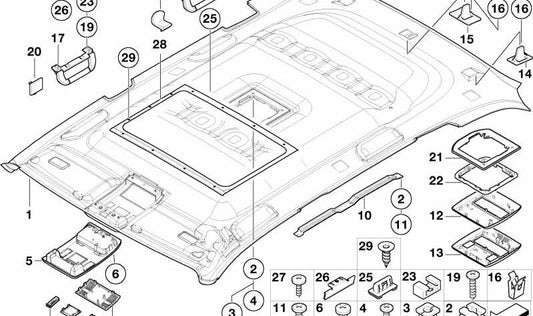 Consola Himmel delantera para BMW E53 (OEM 51448258061). Original BMW