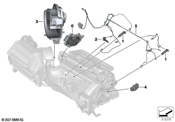 Ventilador para BMW G42, G87, G20, G20N, G21, G21N, G28, G28N, G80, G81, G22, G23, G26, G82, G83, F97, F97N, G01, G01N, G08, G08N, F98, F98N, G02, G02N, G29 (OEM 64119382861). Original BMW.