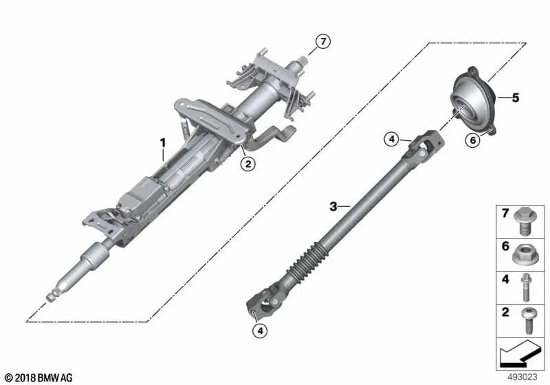 Ajuste mecánico de la columna de dirección para BMW Serie 3 G20, G21, X3 G01, Z4 G29 (OEM 32305A290C0). Original BMW.