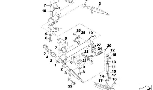 Barra estabilizadora delantera OEM 31352485676 para BMW (Modelos compatibles: Serie 1 F20, Serie 1 F21, Serie 2 F22, Serie 2 F23, Serie 2 F87 M2). Original BMW.