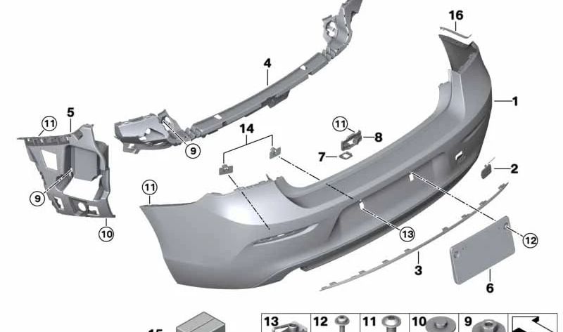 Tapa remolque trasera imprimada OEM 51127371751 para BMW F20, F21. Original BMW.