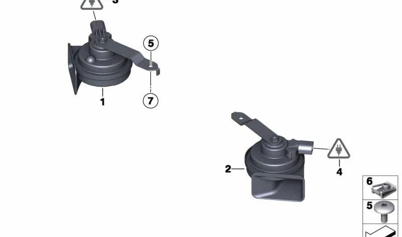 Bocina (Claxon) grave OEM 61337217702 para BMW F25, F26. Original BMW.