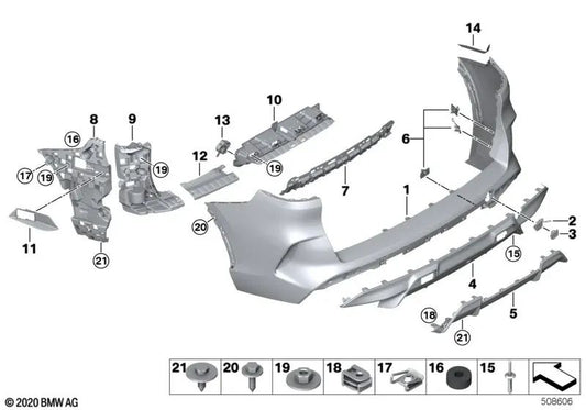 Grundierte Heckstoßstangenverkleidung für BMW F95 (OEM 51128081617). Original BMW